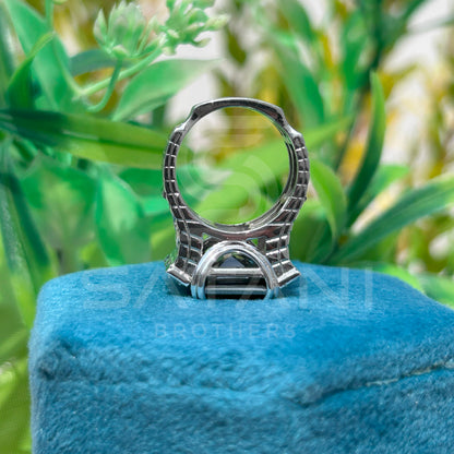 Men’s Black Onyx Emerald Cut Ring – Vintage Art Deco Statement Ring with Side Stones