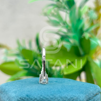 Five Stone Moissanite Engagement Ring | 14K White Gold | Round Center with Princess & Pear Side Stones | Unique Bridal Ring