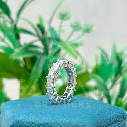 Radiant Cut Moissanite Eternity Band | Full Eternity Ring in White Gold | Bold Statement Wedding Band | Sparkling Anniversary Ring