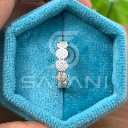 Diamond Eternity Band, Circle Pave Ring, Sterling Silver Anniversary Ring, Stackable Wedding Band for Women