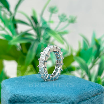 Radiant Cut Moissanite Eternity Band | Full Eternity Ring in White Gold | Bold Statement Wedding Band | Sparkling Anniversary Ring