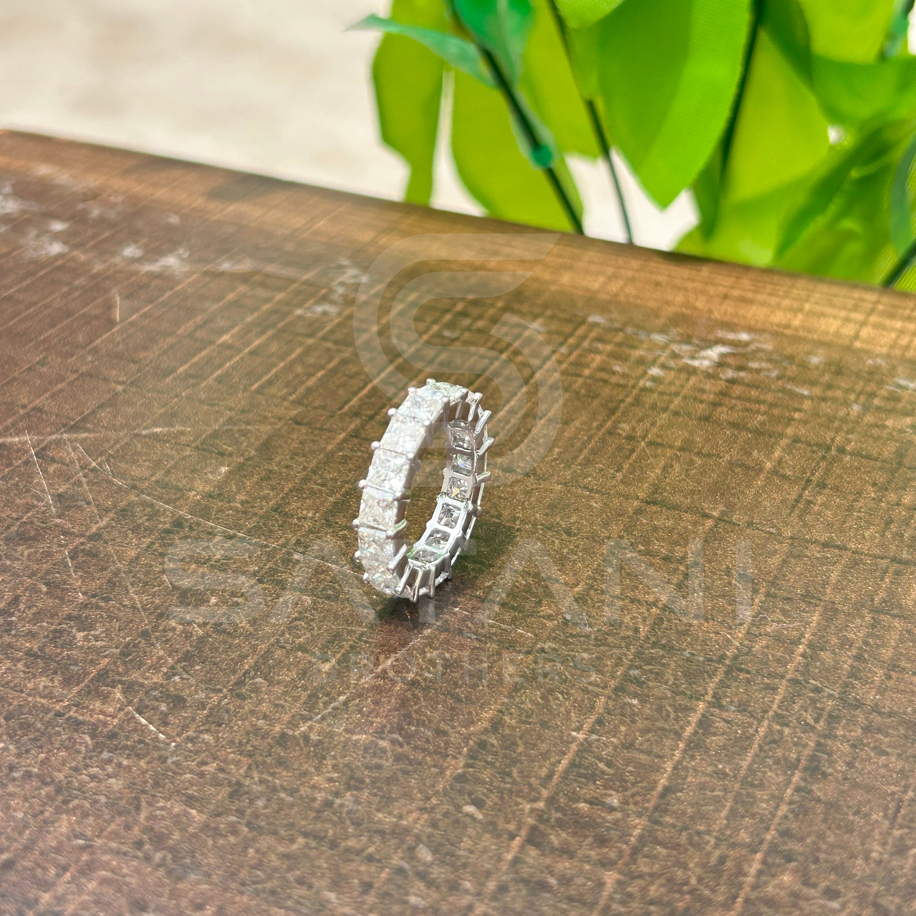 Radiant Cut Moissanite Eternity Band | Full Eternity Ring in White Gold | Bold Statement Wedding Band | Sparkling Anniversary Ring