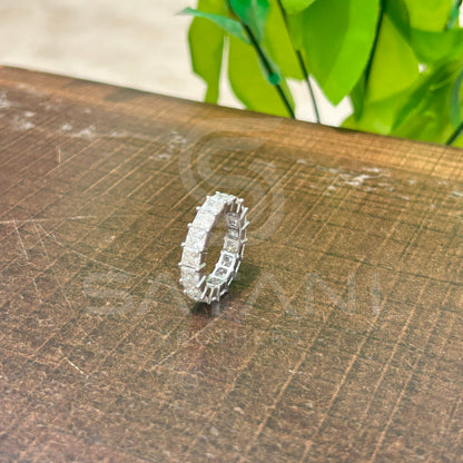 Radiant Cut Moissanite Eternity Band | Full Eternity Ring in White Gold | Bold Statement Wedding Band | Sparkling Anniversary Ring