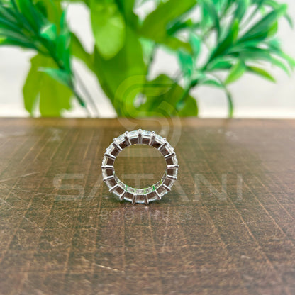 Radiant Cut Moissanite Eternity Band | Full Eternity Ring in White Gold | Bold Statement Wedding Band | Sparkling Anniversary Ring