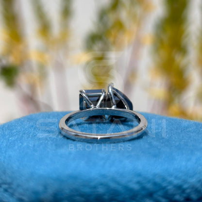 "Black Moissanite Toi et Moi Ring – Pear & Emerald Cut, Two Stone Engagement Ring in Silver or Gold, Unique Statement Jewelry for Her"
