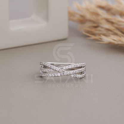 Crossover Triple Ring, Criss Cross Ring,  Multi Row Ring,  half eternity , Statement Rings Women, Triple Band Ring, Dainty Gold X Ring,