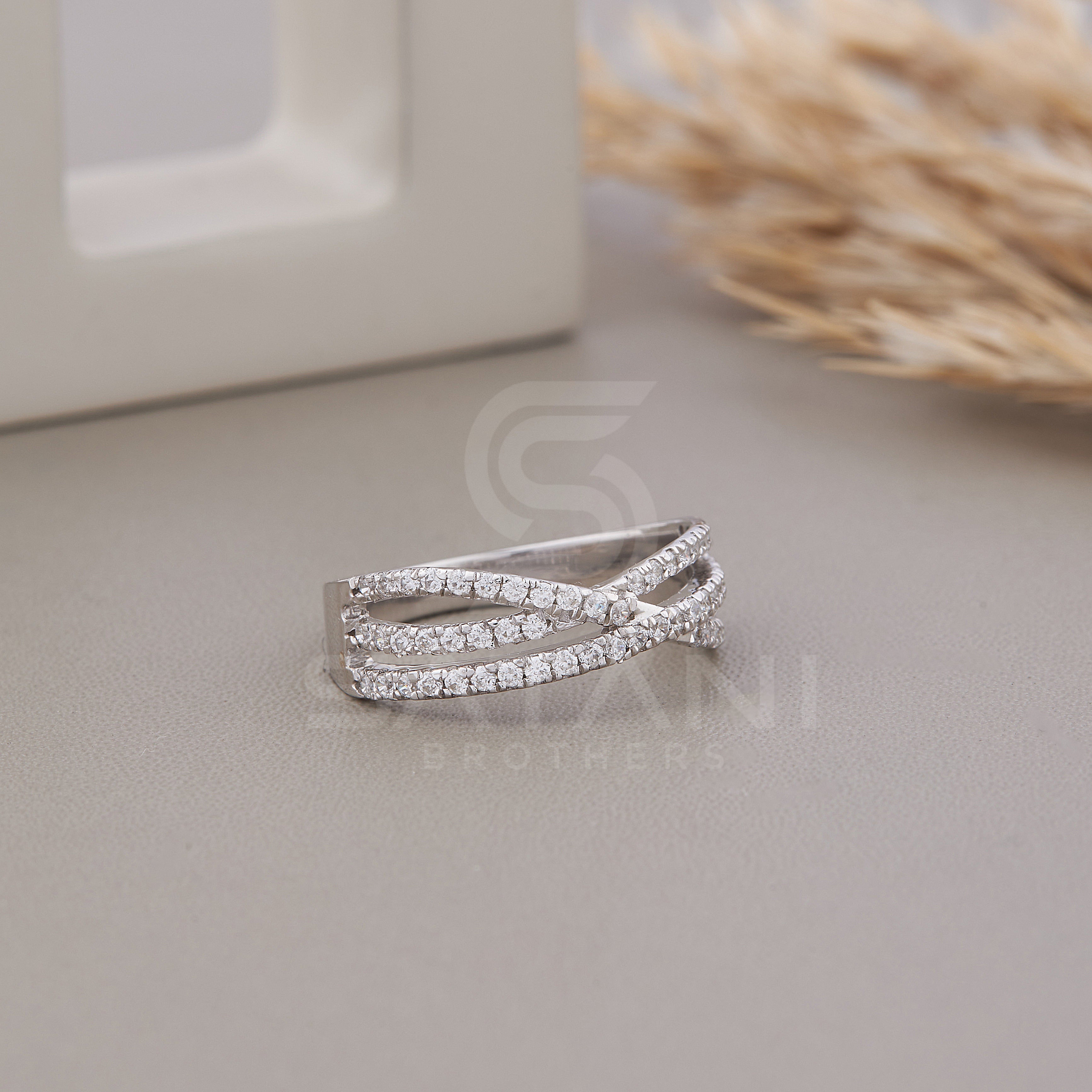 Crossover Triple Ring, Criss Cross Ring,  Multi Row Ring,  half eternity , Statement Rings Women, Triple Band Ring, Dainty Gold X Ring,