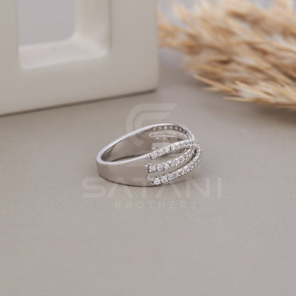 Crossover Triple Ring, Criss Cross Ring,  Multi Row Ring,  half eternity , Statement Rings Women, Triple Band Ring, Dainty Gold X Ring,