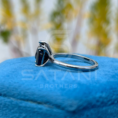 "Black Moissanite Toi et Moi Ring – Pear & Emerald Cut, Two Stone Engagement Ring in Silver or Gold, Unique Statement Jewelry for Her"