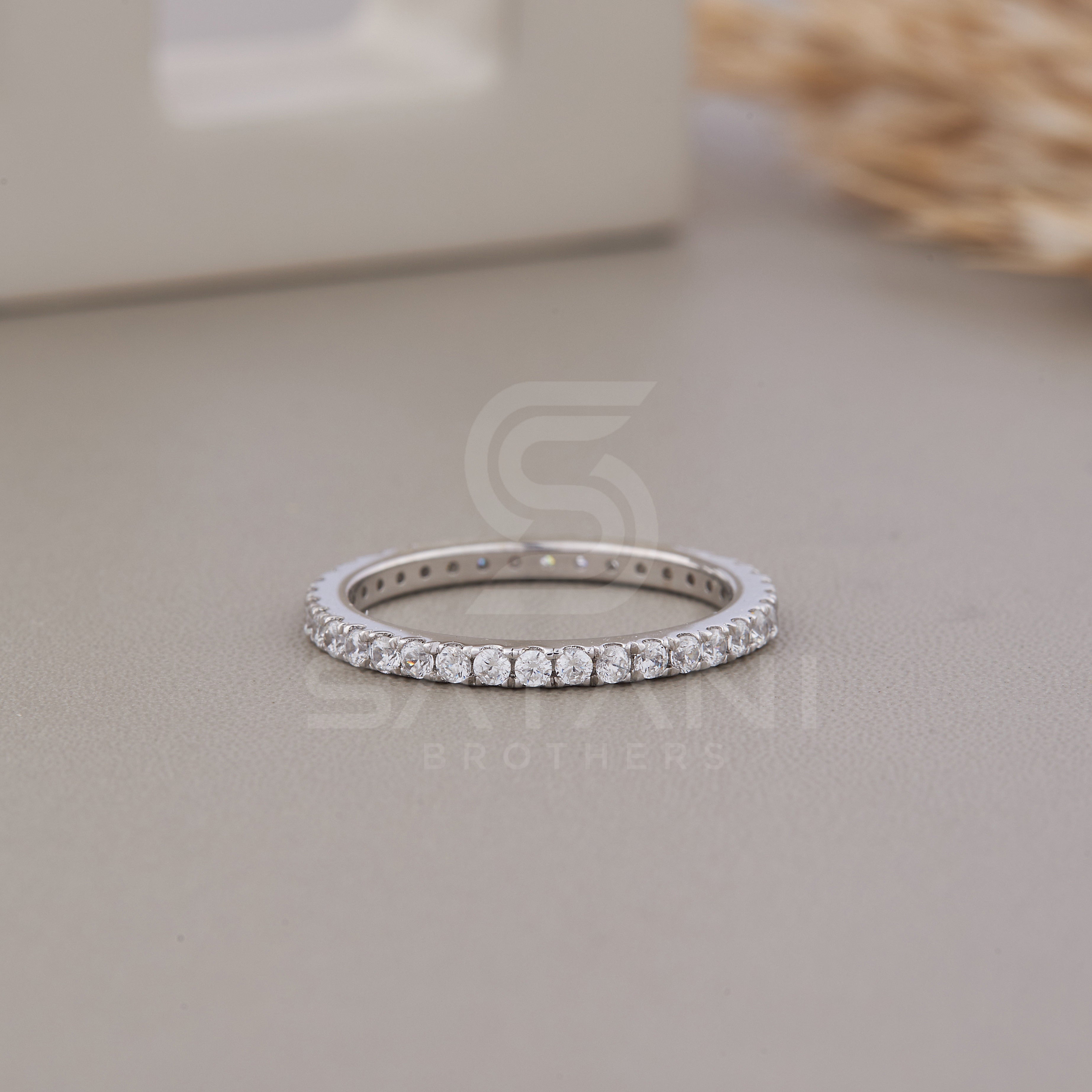 2MM Diamond Eternity Ring Wedding Band, Diamond Wedding Band Women, Pave Eternity Wedding Ring ,Elegant Wedding Band for Women