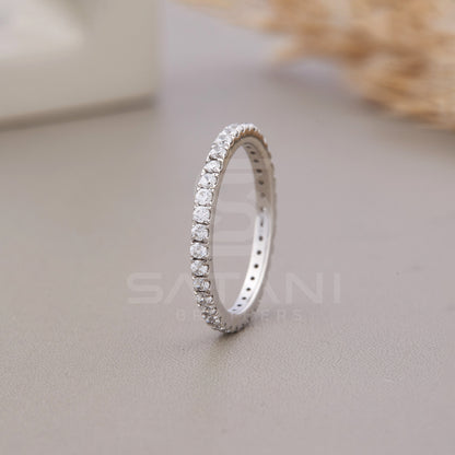 2MM Diamond Eternity Ring Wedding Band, Diamond Wedding Band Women, Pave Eternity Wedding Ring ,Elegant Wedding Band for Women