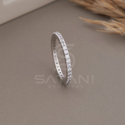 2MM Diamond Eternity Ring Wedding Band, Diamond Wedding Band Women, Pave Eternity Wedding Ring ,Elegant Wedding Band for Women