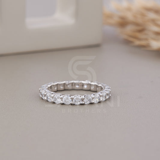 3MM Wedding Band Full Eternity Band, 1.80CT Man Made Diamond (Cubic Zirconia) Bridal Jewelry, bridesmaid jewelry Round Cut Low Profile Bands