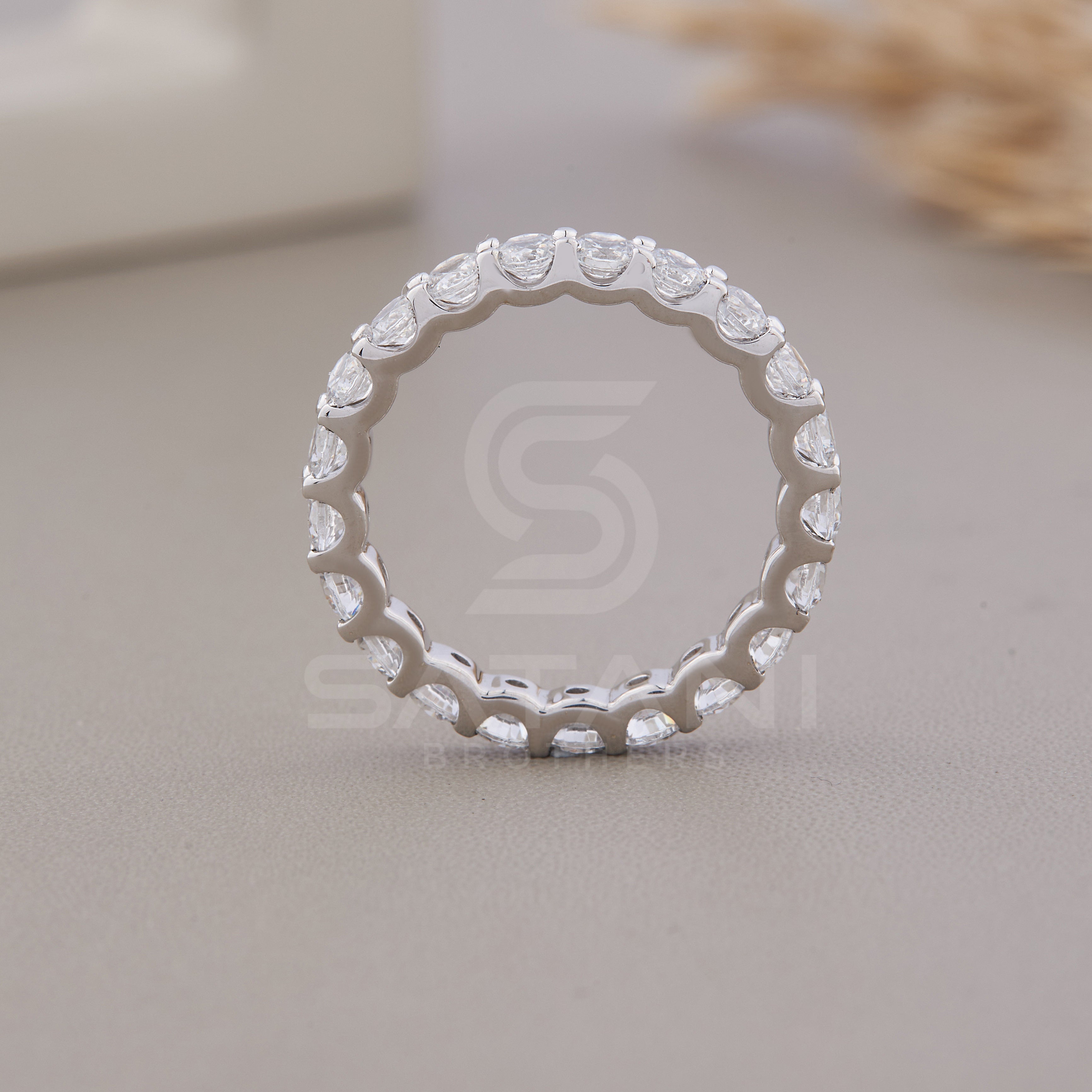 3MM Wedding Band Full Eternity Band, 1.80CT Man Made Diamond (Cubic Zirconia) Bridal Jewelry, bridesmaid jewelry Round Cut Low Profile Bands