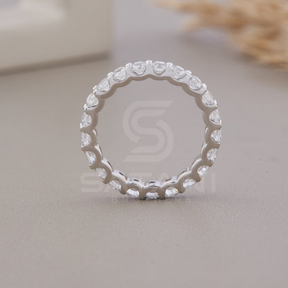 3MM Wedding Band Full Eternity Band, 1.80CT Man Made Diamond (Cubic Zirconia) Bridal Jewelry, bridesmaid jewelry Round Cut Low Profile Bands
