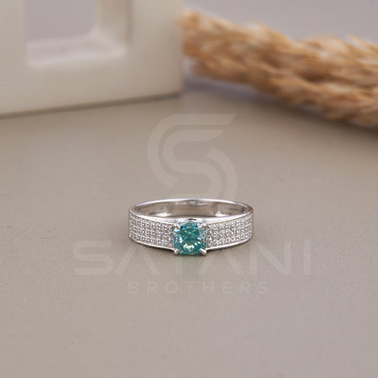 Cushion Moissanite Engagement Ring/ Blue Moissanite Proposal Ring/ Accent Set Moissanite Anniversary Ring/ 18K Solid Gold Engagement Ring