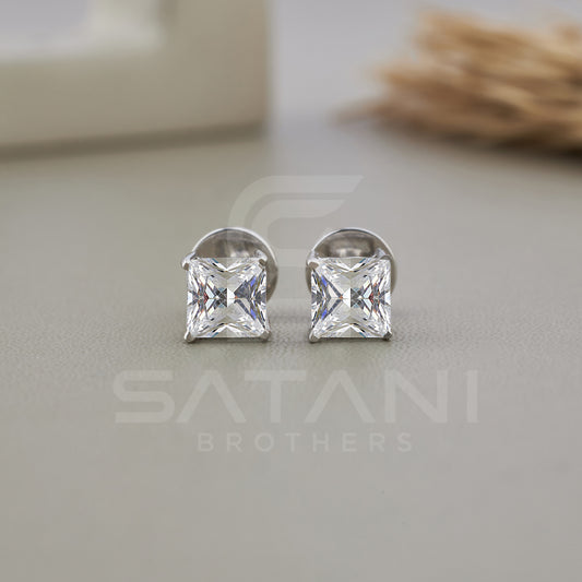Princess Cut Stud Earrings, Diamond Wedding Earrings