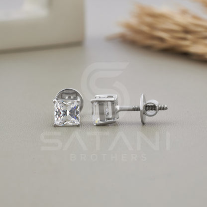 Princess Cut Stud Earrings, Diamond Wedding Earrings