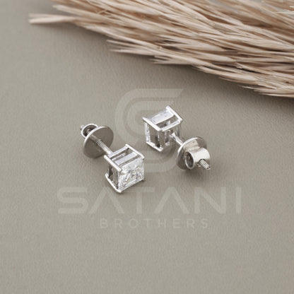 Princess Cut Stud Earrings, Diamond Wedding Earrings