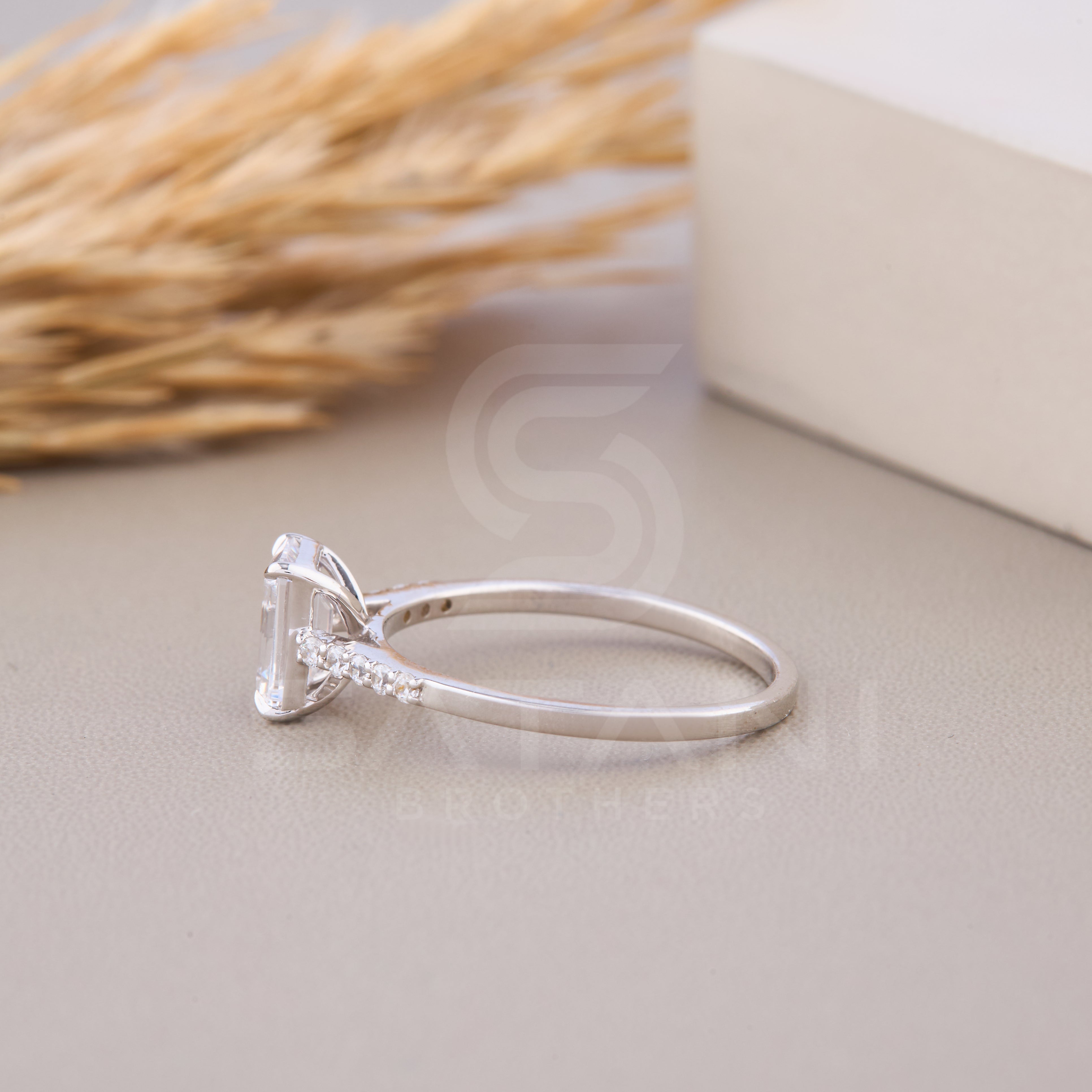 1CT Emerald Cut Moissanite Engagement Ring, Hidden Halo Engagement Ring, Claw Prongs Ring, Anniversary Gift Ring, Bridal Wedding Ring