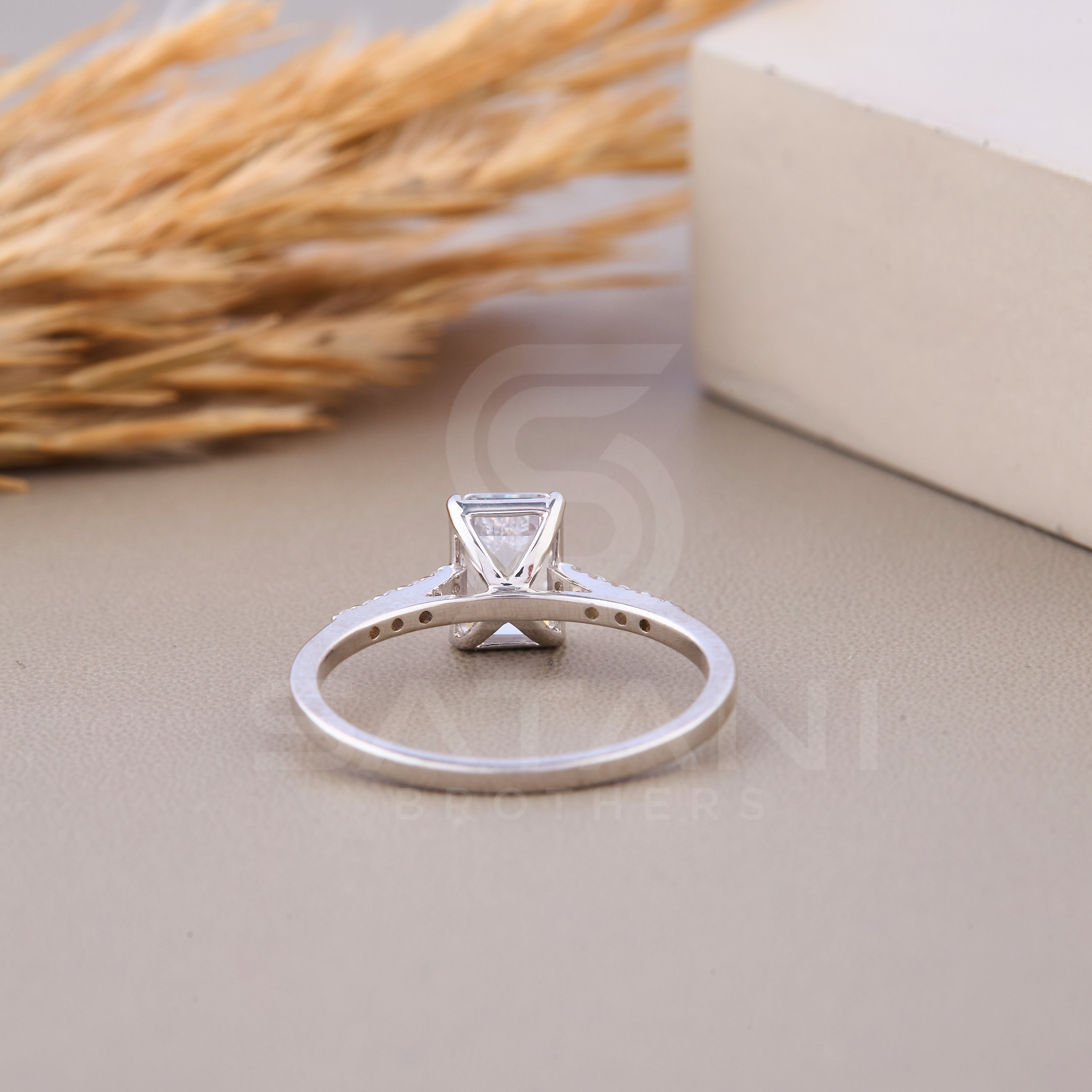 1CT Emerald Cut Moissanite Engagement Ring, Hidden Halo Engagement Ring, Claw Prongs Ring, Anniversary Gift Ring, Bridal Wedding Ring