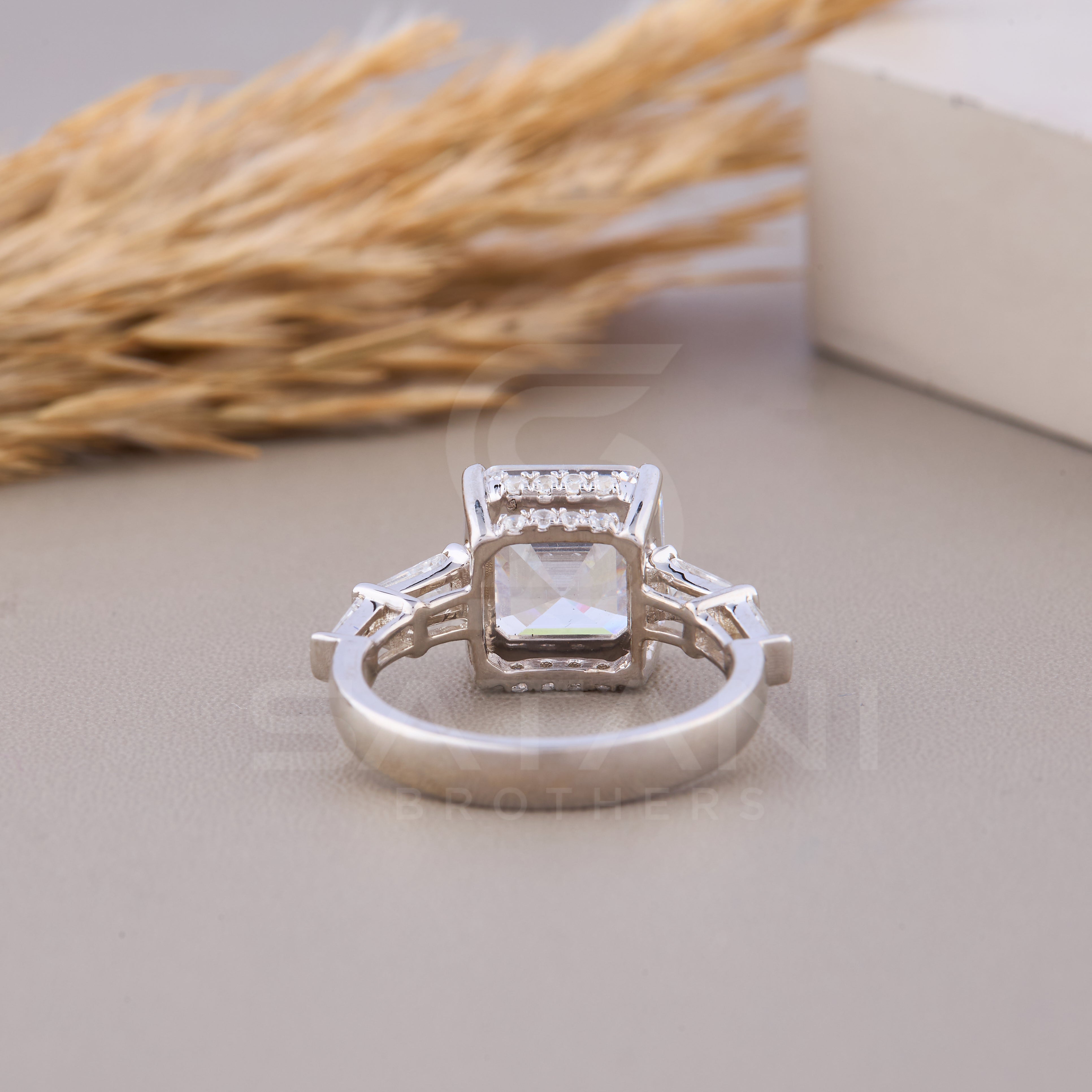 Asscher Cut Moissanite Engagement Ring ,5 stone Moissanite ring, Art Deco Promise Ring, Trapezoid Cut side diamonds ,Anniversary Gift