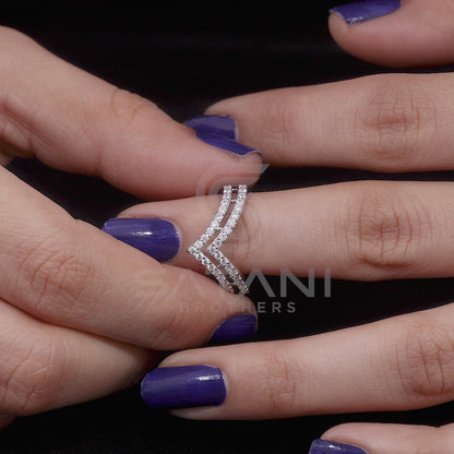 10K Solid Gold Double v shape Ring, 925 Sterling Silver Double V Ring, Chevron Ring, Thumb Ring,  Solid Gold Royal Curve Ring