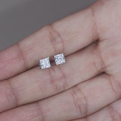 Princess Cut Stud Earrings, Diamond Wedding Earrings