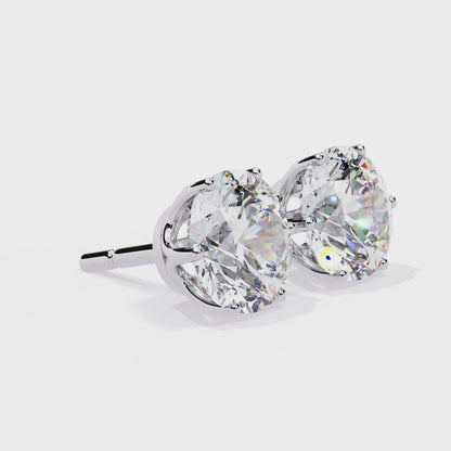 7mm Round Moissanite Stud Earrings in 925 Sterling Silver – 2.5 Carat, Lightweight 1.0g