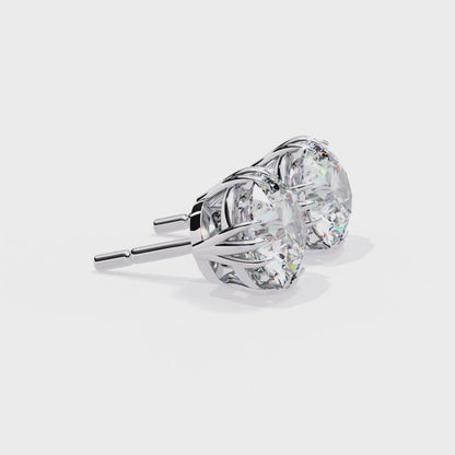 7mm Round Moissanite Stud Earrings, 3-Prong Basket Setting, 2.8 CTW Each / 3.7 CTW Total, 925 Sterling Silver, Hypoallergenic, Luxury Gift for Women