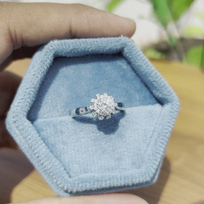 "Floral Halo Moissanite Engagement Ring – Dainty Flower Cluster Design in 925 Silver or 10K/14K/18K Gold – Unique Promise Ring for Her"